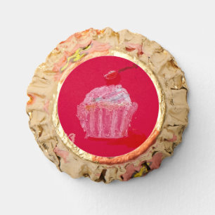 Cupcake with strawberry Frosting Reese's Peanut Butter Cups