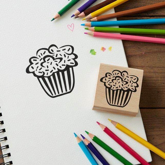 Cupcake Wooden Art Stamp For Crafts (Cute cupcake wooden art stamp.)