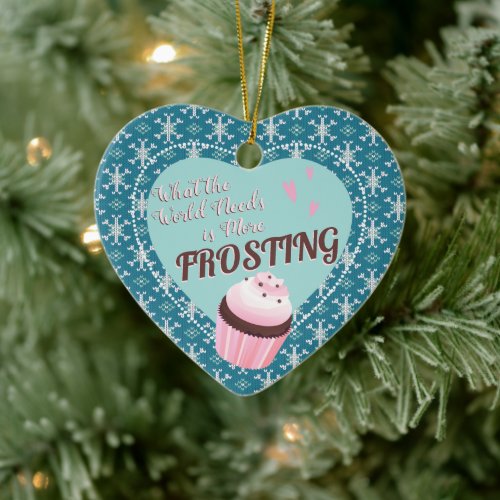 Cupcake world needs more frosting baker Christmas Ceramic Ornament