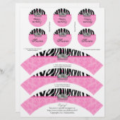 Cupcake Wrappers Princess Crown Zebra w/ Toppers (Front/Back)