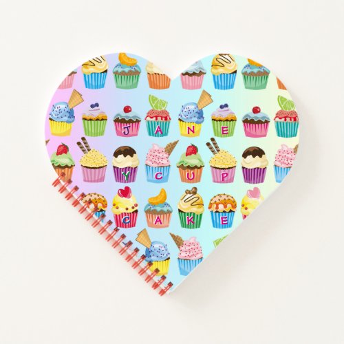Cupcakes Add Your Name Monogram Muffin Cute Treats Notebook