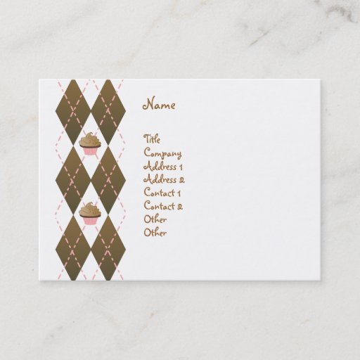 Customizable Cupcakes and Argyle Business Card Template
