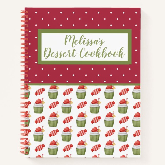 Cupcakes and Candy and Red Polka Dots Recipe Notebook (Front)