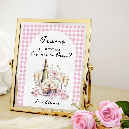 Cupcakes and Champagne Bridal Shower Favor Table Poster
