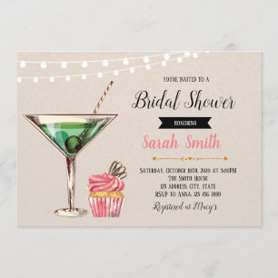 Cupcakes and cocktails bridal shower invitation