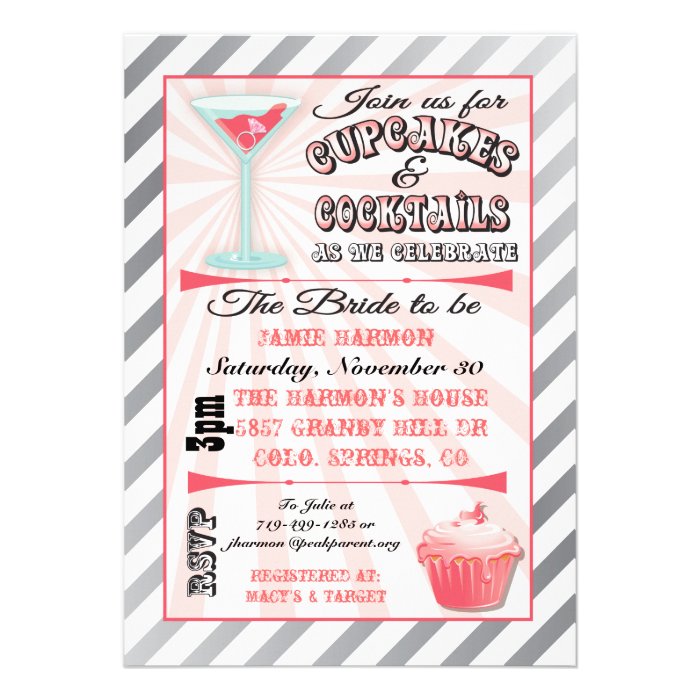 Cupcakes and Cocktails Bridal Shower Invitations