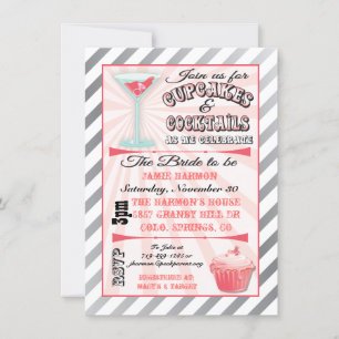 Cupcakes and Cocktails Bridal Shower Invitations