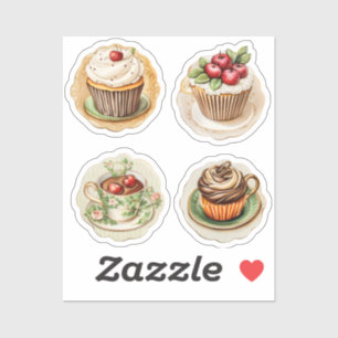Cupcakes and cups 12 sticker