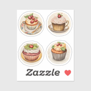 Cupcakes and cups 8 sticker
