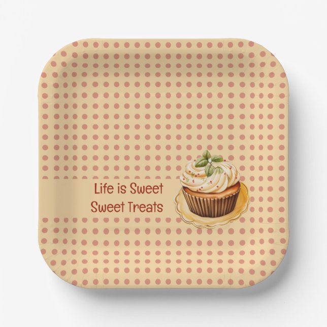 CupCakes and dots Paper Plates (Front)