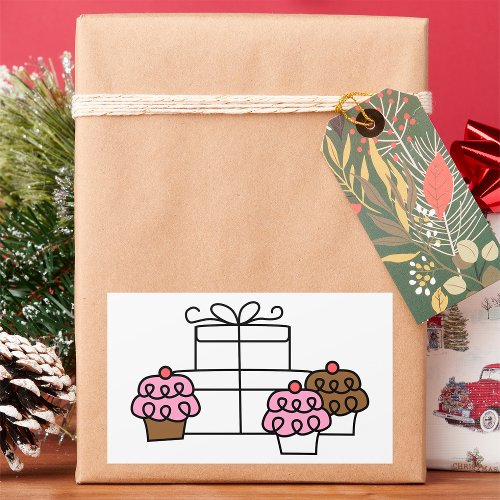 Cupcakes And Gift Rectangular Sticker