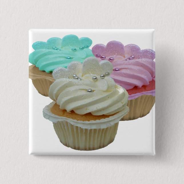 Cupcakes and Hearts Pinback Button (Front)