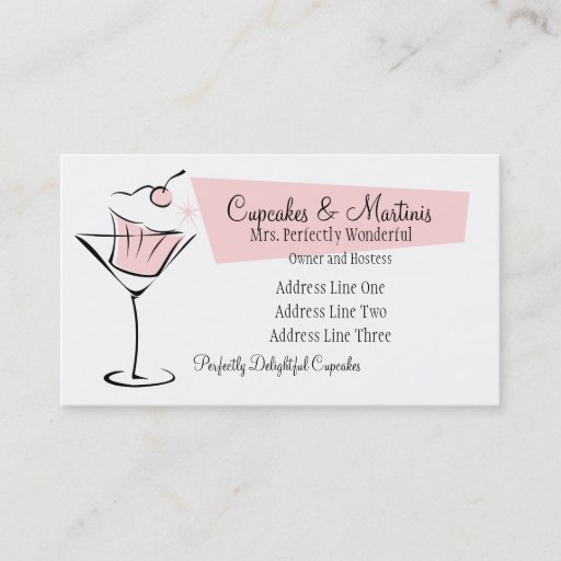 Customizable Cupcakes and Martinis Business Cards