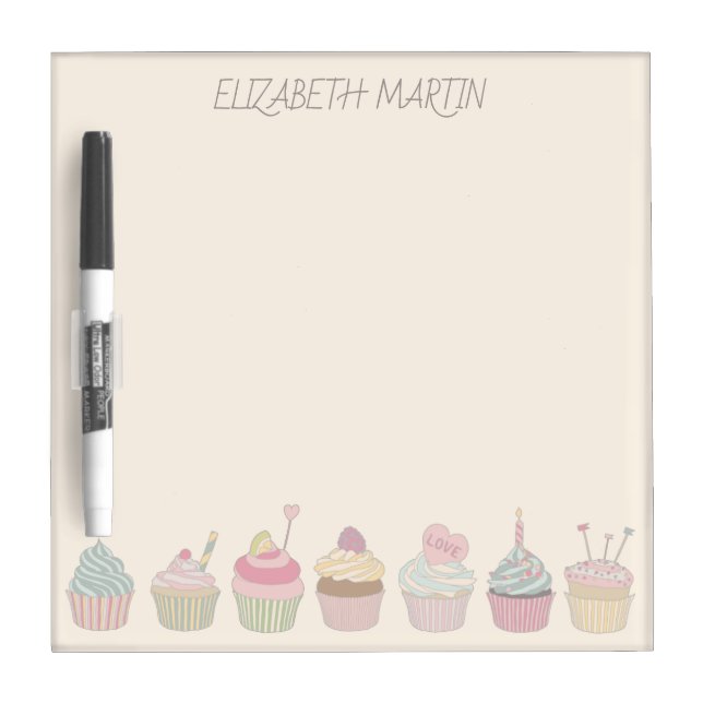 Cupcakes and Name Dry Erase Board (Front)