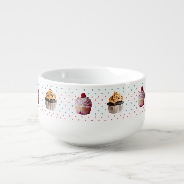 Cupcakes and polka dots Soup Mug (Front)