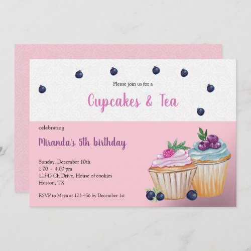 Cupcakes And Tea Birthday Paty Invitation