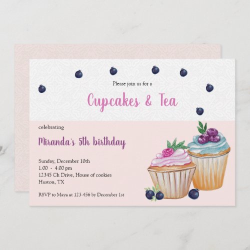 Cupcakes And Tea Birthday Paty Invitation