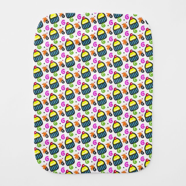 Cupcakes Baby Burp Cloth (Front)