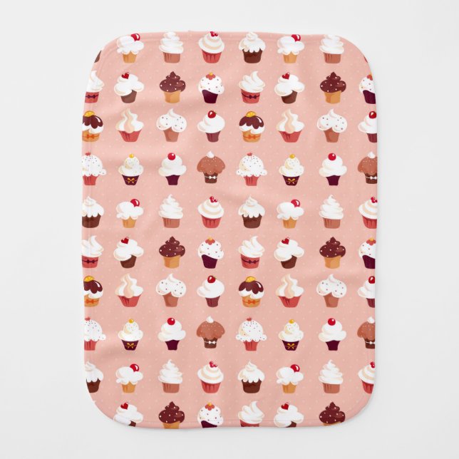 Cupcakes Baby Burp Cloth (Front)