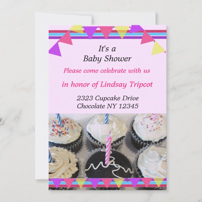 Cupcakes Baby Shower Invitation (Front)