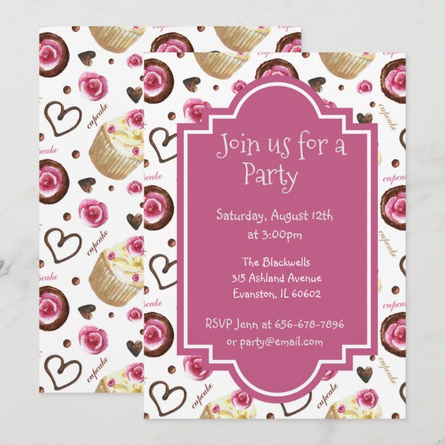 cupcakes Baby Shower Invitation (Front/Back)