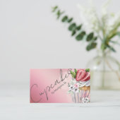 Cupcakes Baker Pink Business Card (Standing Front)
