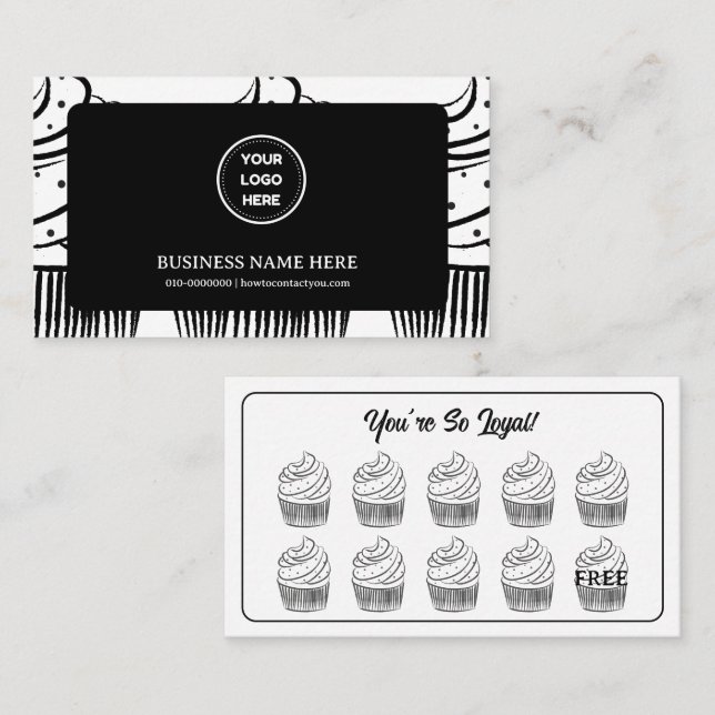 Cupcakes Bakery Coffee Shop Reward Point Loyalty Card (Front/Back)