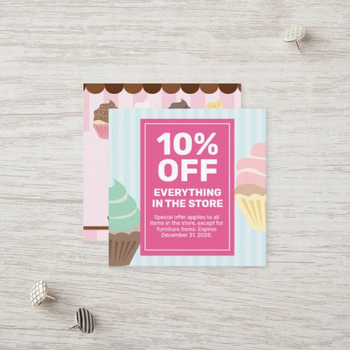 Cupcakes Bakery Coupon Card Special Offer Sale