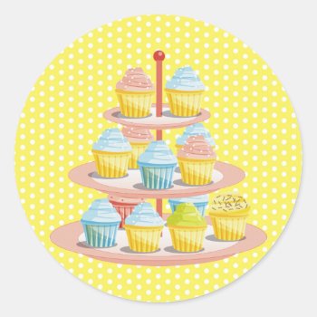 Cupcakes Bakery Pastry Shop Business Classic Round Sticker by ProfessionalDevelopm at Zazzle