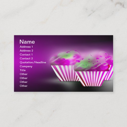 Customizable Cupcakes Bakery/Pastry Shop Pink/Purple Business C Business Cards