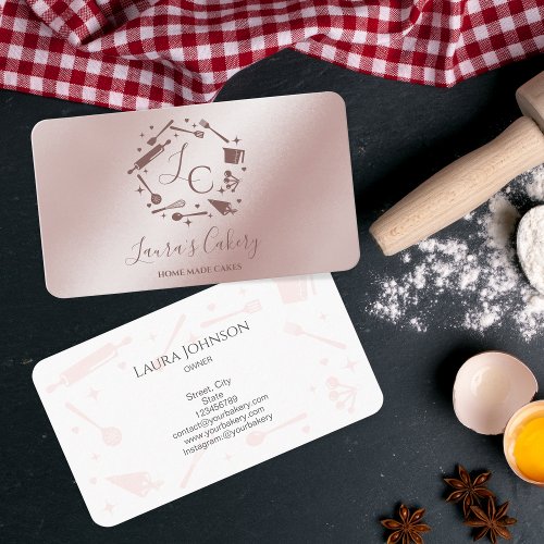 Cupcakes Baking Tools Utensils Whisk Monogram Business Card