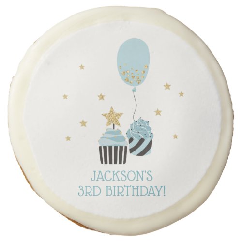 Cupcakes  Balloon Faux Glitter Boys Birthday Sugar Cookie