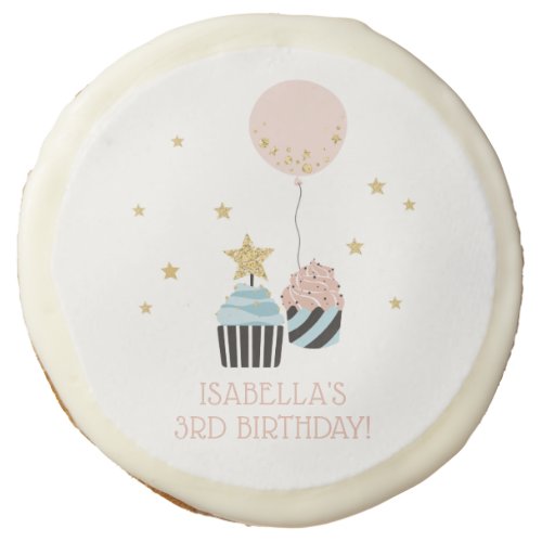 Cupcakes  Balloon Faux Glitter Girls Birthday Sugar Cookie