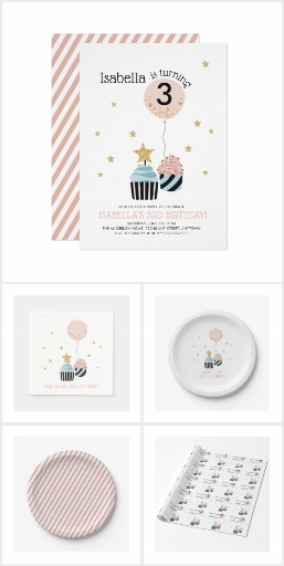 Cupcakes Balloons and Glitter Birthday