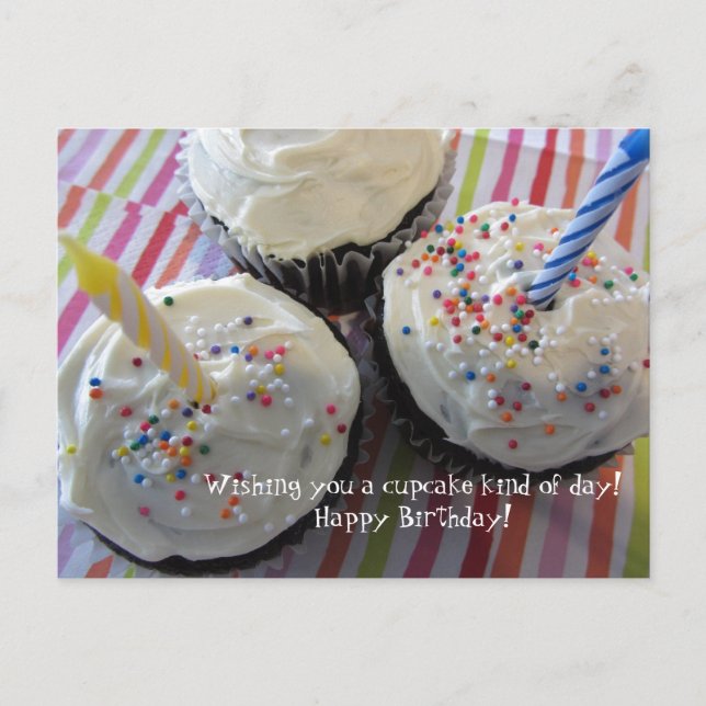 Cupcakes Birthday Wishes Postcard (Front)