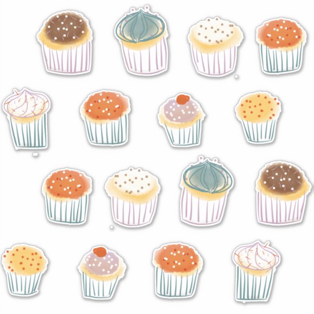 Cupcakes Celebration Party Sticker (Front)