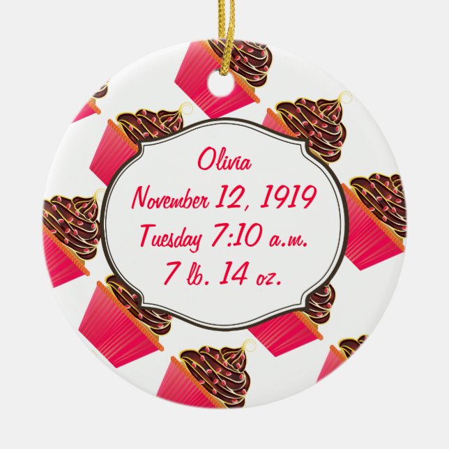 Cupcakes Ceramic Ornament (Front)