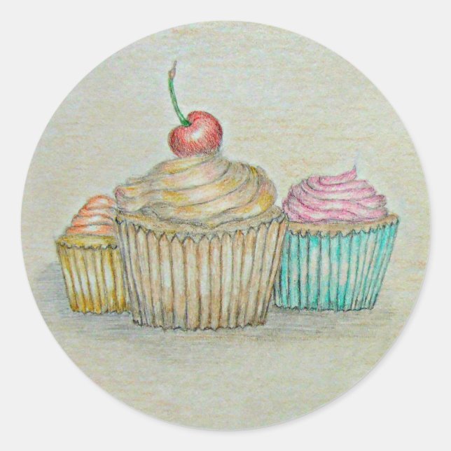 cupcakes classic round sticker (Front)