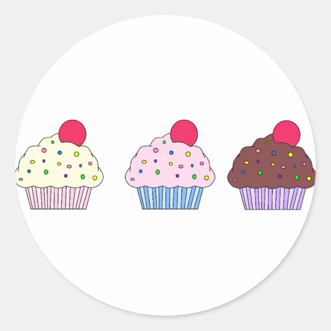 Cupcakes Classic Round Sticker (Front)