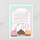 Cupcakes & Cocktails Adult Birthday Invitation (Front/Back)