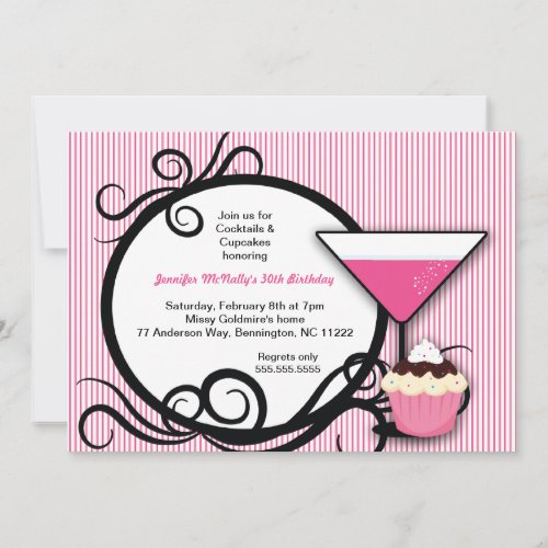 Cupcakes  Cocktails Birthday Party Invite