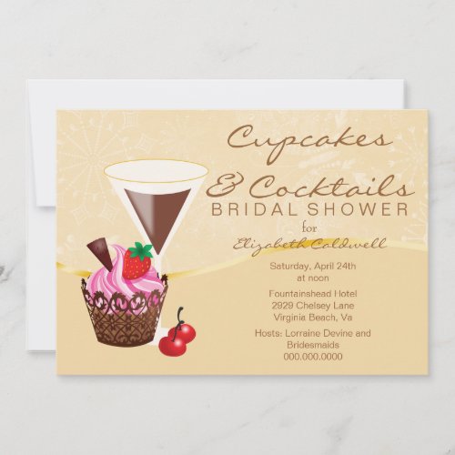 Cupcakes &amp; Cocktails Bridal Shower Invitation