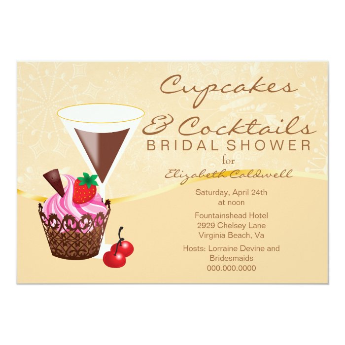 Cupcakes & Cocktails Bridal Shower Invitation Zazzle