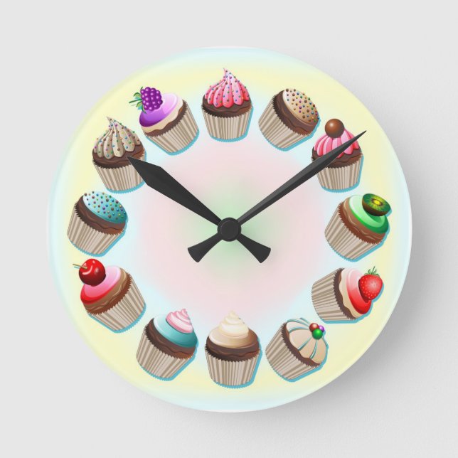 Cupcakes Colorful Circle Clocks (Front)