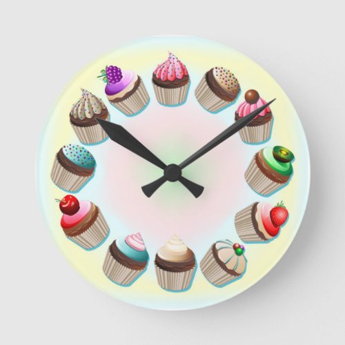 Cupcakes Colorful Circle Clocks