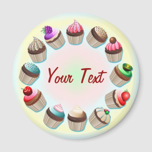 Cupcakes Colorful Circle Magnet