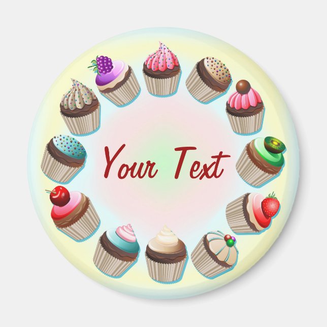 Cupcakes Colorful Circle Magnet (Front)