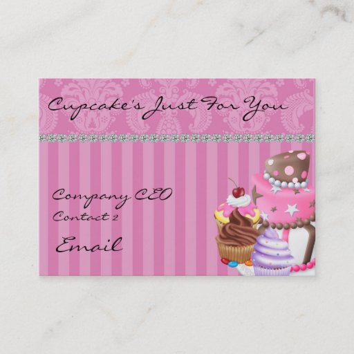 Customizable Cupcake's Damask Design  Business Card diamonds