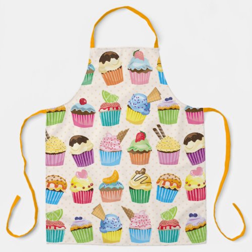 Cupcakes Delicious Baked Sweet Treats Polka Dots Apron