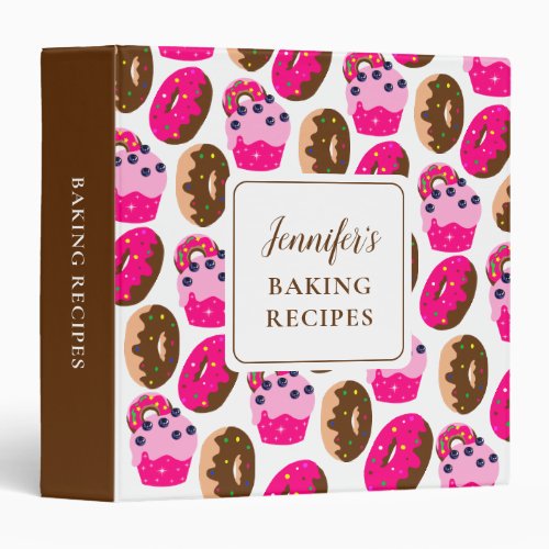 Cupcakes  Donuts Baking Recipes Personalized  3 Ring Binder